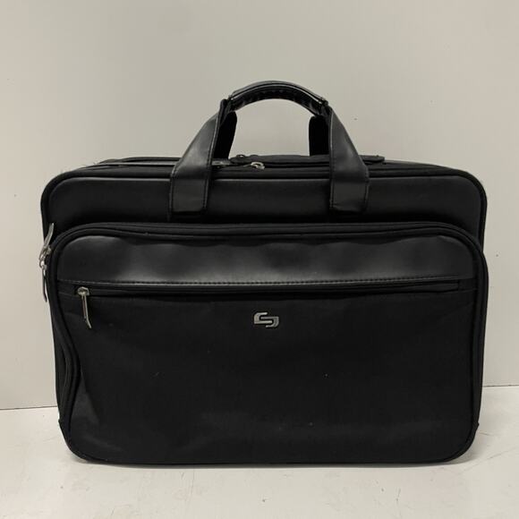 SOLO New York Paramount Retractable Strap 18” Black Laptop Bag Briefcase HTF - Picture 1 of 15